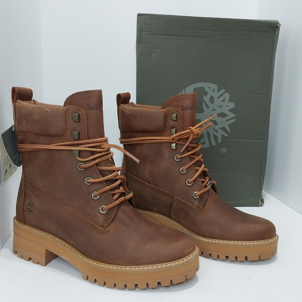 Timberland Brown Leather Combat Moto Boots